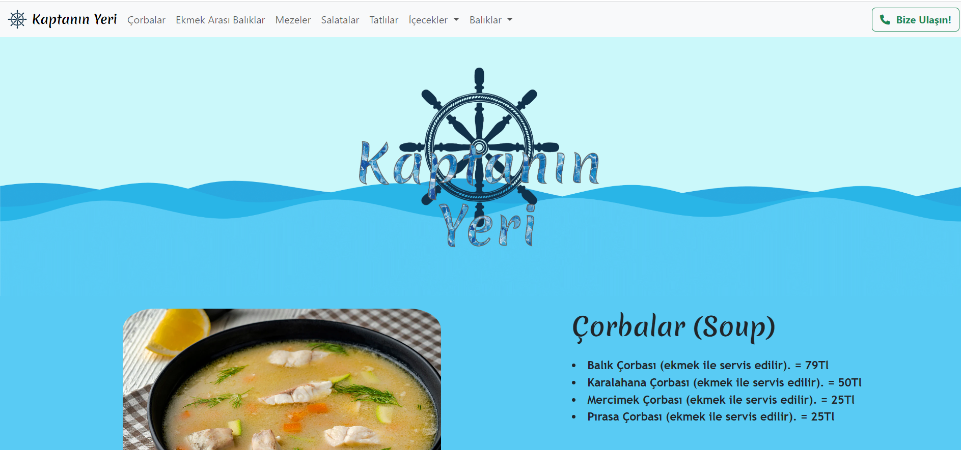 Balık Restoranı Menüsü